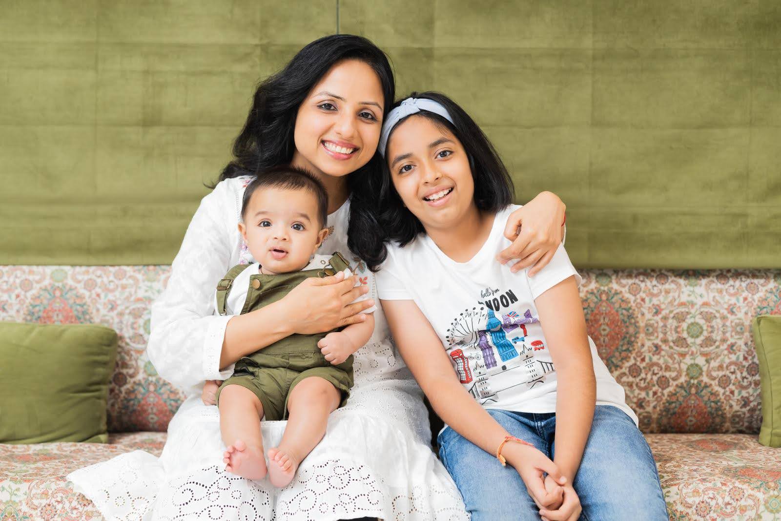 Payal with her two Garbhsanskari children
